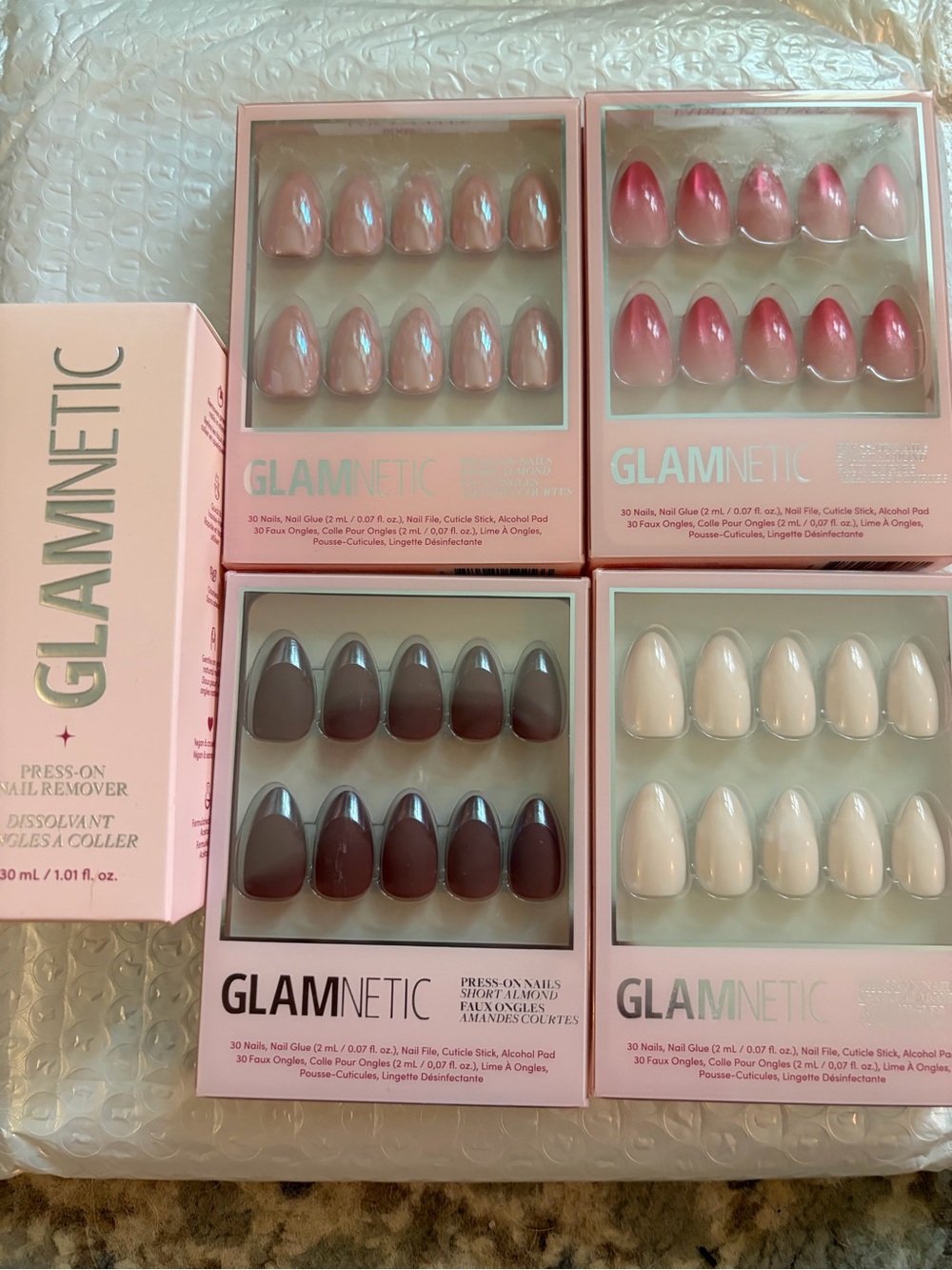 Glamnetic 4 packs Press-On Nails Set — Assorted colors and Removal solution